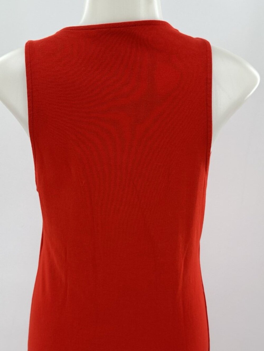 ZARA Red Knit Maxi Tank Dress Sleeveless Scoop Neck Bodycon Casual Chic Large - Picture 6 of 8